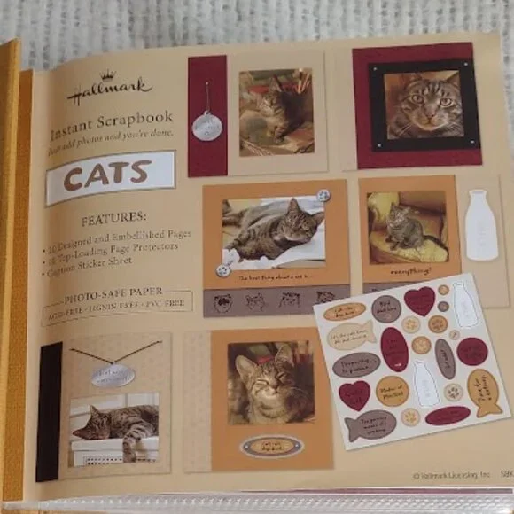 HALLMARK HAPPY TAILS CAT SCRAPBOOK PHOTO ALBUM 6.5" X 7.5" X 1 1/2" UNUSED - Picture 5 of 9